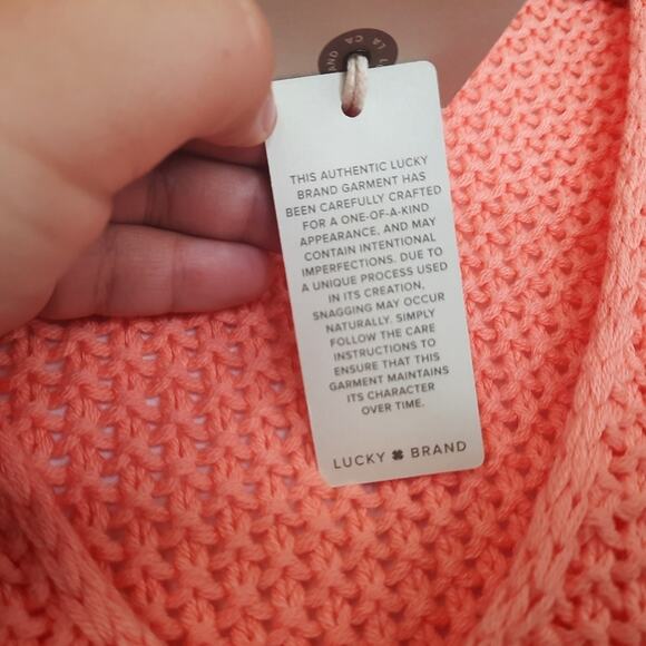 Lucky Brand light orange knitted V-neck sweater size Large NWT - Picture 7 of 10